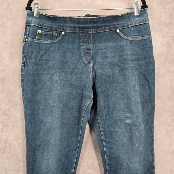 Nygard Blue Pullon Stretch Skinny Taper Denim Jeans Bottoms Pants Large 14 16 - Picture 3 of 7